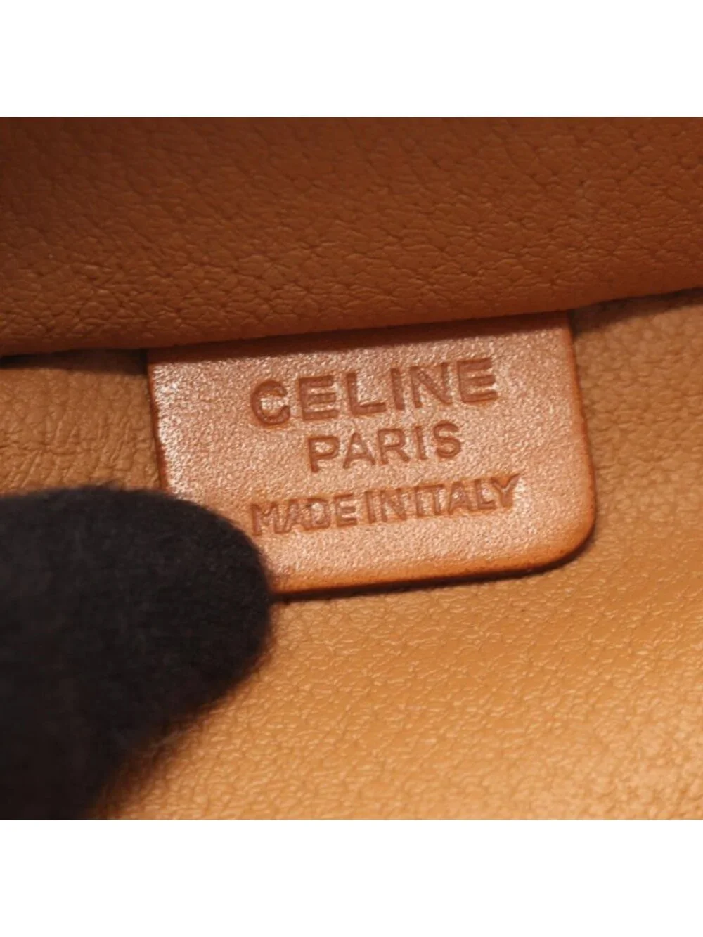 Celine Handbag Macadam Dark Brown Natural Canvas Leather Vanity